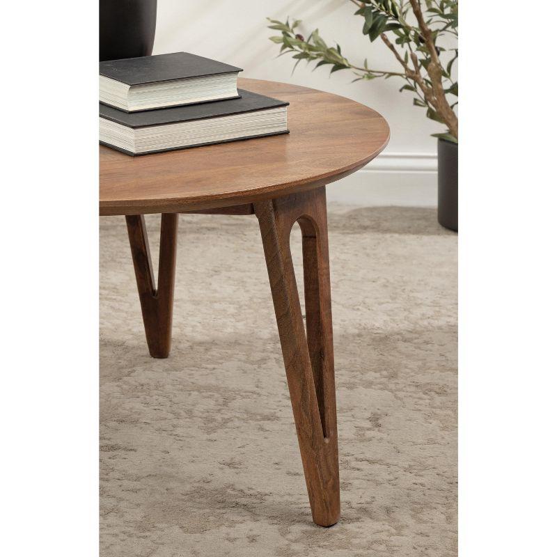 Kate and Laurel Kershaw Round Coffee Table, 30x30x19, Walnut Brown