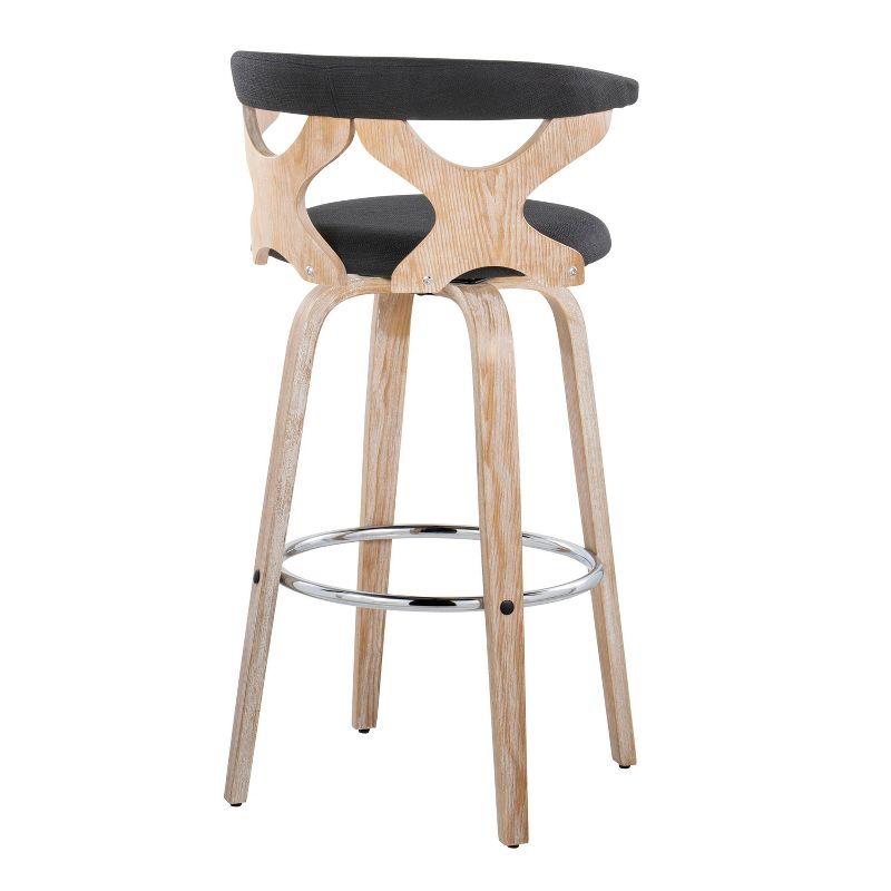 LumiSource Set of 2 Gardenia Barstools White Wash/Charcoal: Contemporary Swivel Counter Height Stools with Backs