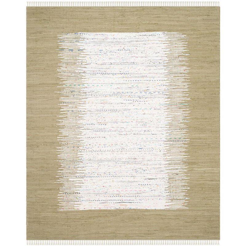 Coastal Breeze Green Cotton 8'x10' Handwoven Flatweave Area Rug