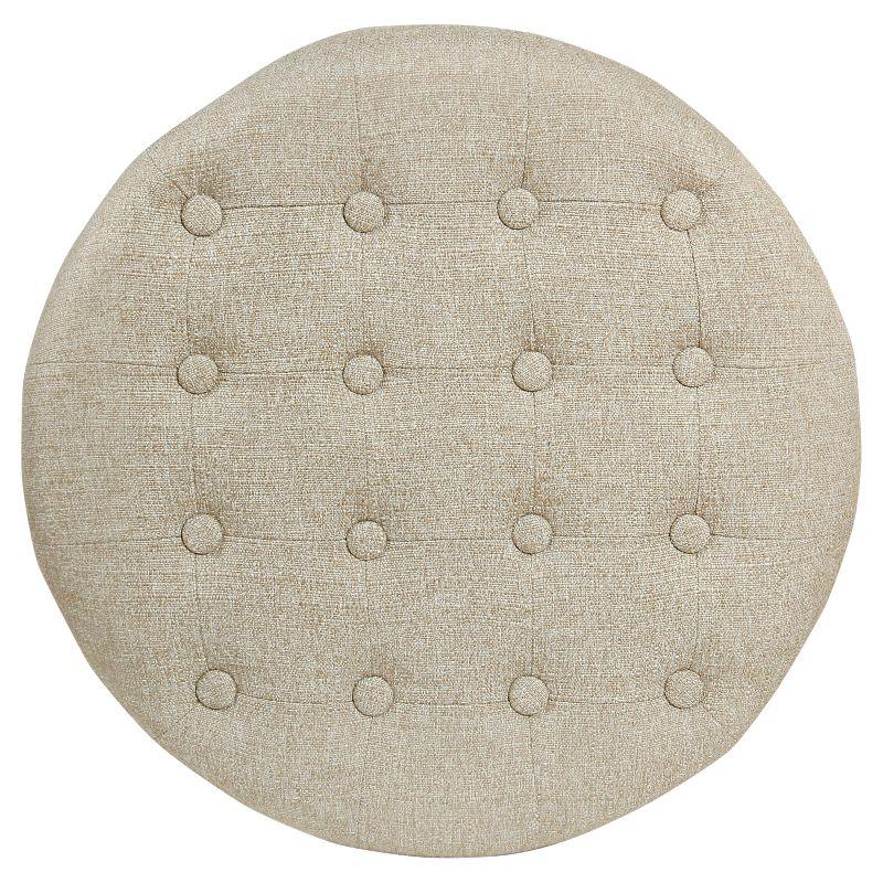 HomePop Boho Tufted Storage Ottoman Twine Light Brown: Upholstered, Plywood Frame, Foam Fill