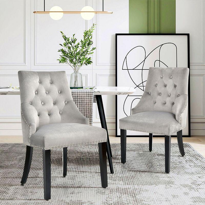 Gray Button-Tufted Upholstered High Back Side Chair Set