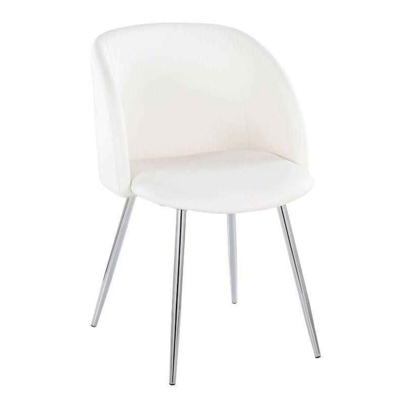 Set of 2 Fran Dining Chairs Chrome/White - LumiSource: Faux Leather Upholstered, Metal Legs, Modern Design