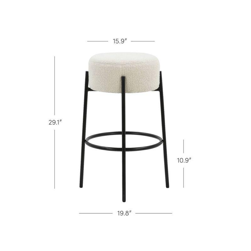 Nathan James Set of 2 Isaac Backless Counter Height Barstools White Boucle