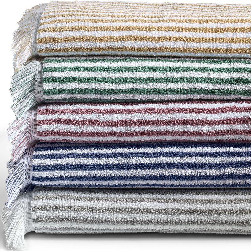 Lands' End Cotton Yarn-dyed Stripe 6-Piece Bath Towel Set - Assorted Bath Towel Set - Antique Navy Stripe