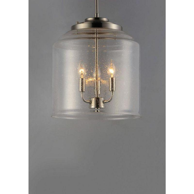 Acadia Satin Nickel 3-Light Seedy Glass Jar Pendant