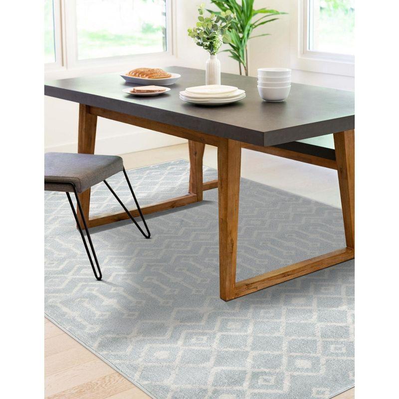 Unique Loom 4' 1 x 6' 1 Rectangle Moroccan Trellis Light Blue Area Rug
