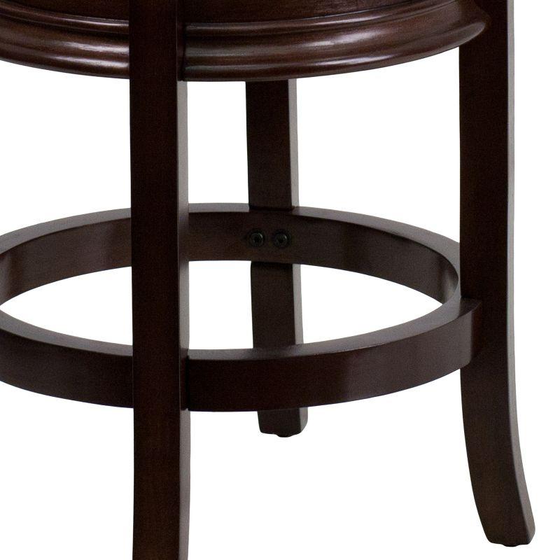 Flash Furniture 24'' High Backless Wood Counter Height Stool with Carved Apron and LeatherSoftSoft Swivel Seat