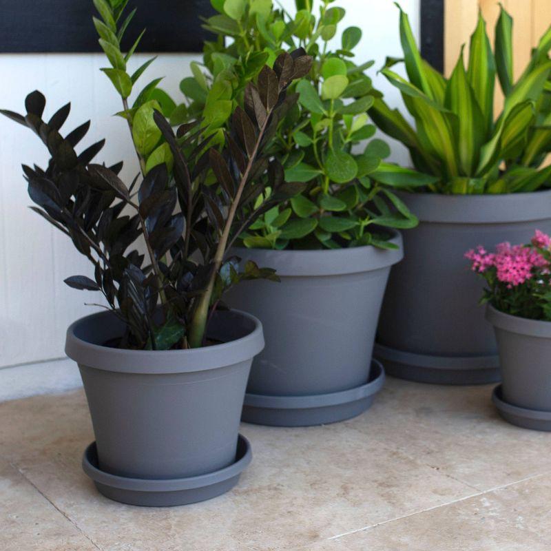 Bloem Charcoal Gray Round Resin Planter 17.25"