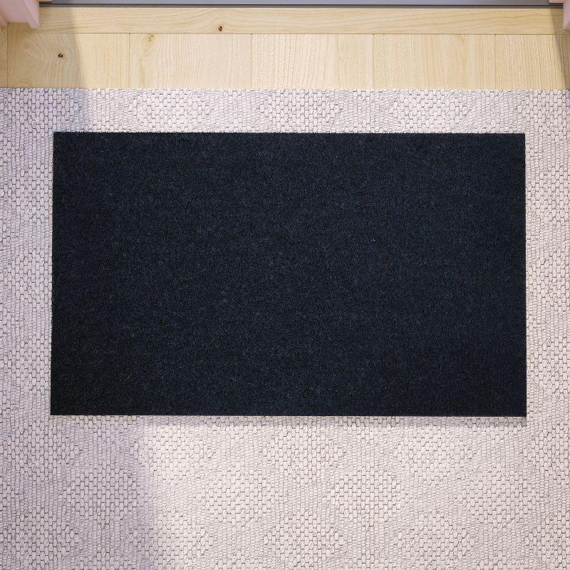 Flash Furniture Harbold 18" x 30" Indoor/Outdoor Solid Natural Coir Doormat with Non-Slip Backing in Navy
