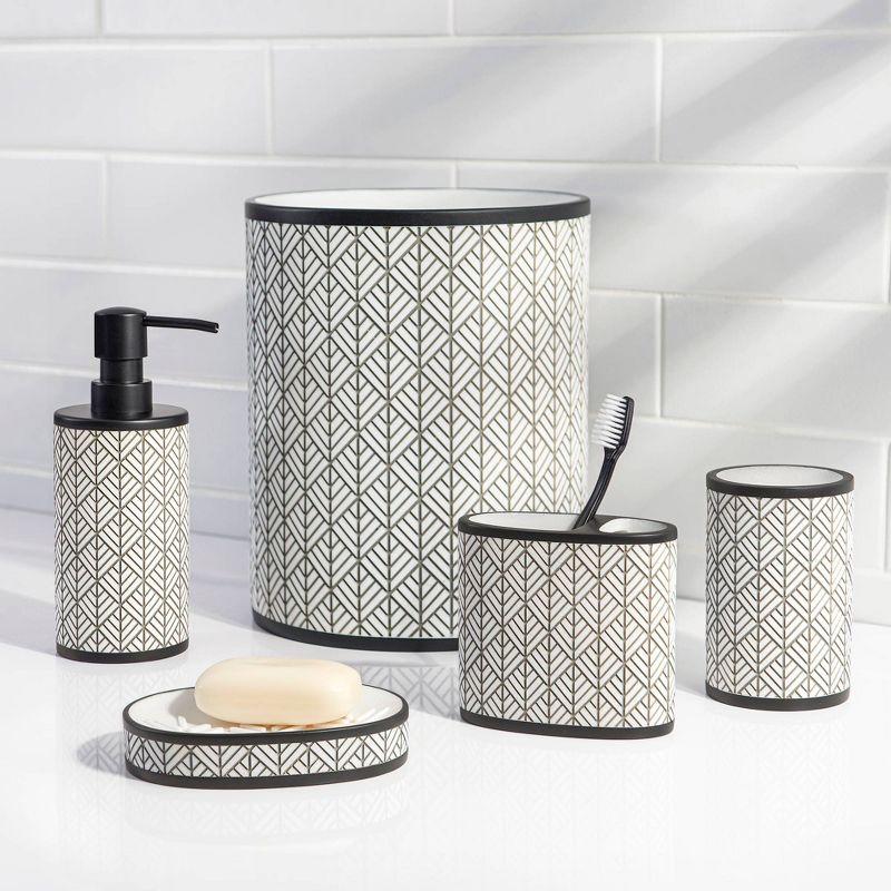 Shelby Toothbrush Holder - Allure Home Creations: Resin Bathroom Organizer, 4.06" High, Geometric Design