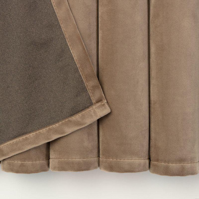 Chanasya 2pk Solid Velvet Room Darkening Blackout Privacy Window Curtain Panels - Set of 2 - 52 x 63 Inches Long - Taupe