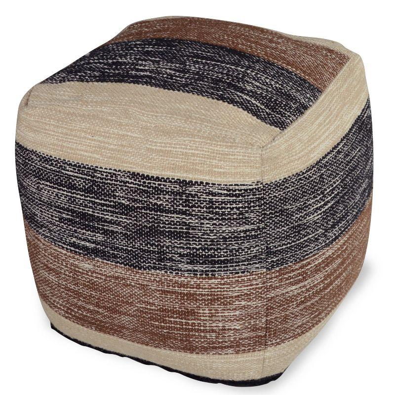 Jamal Square Handwoven Pouf Beige/Brown/Black - Steve Silver Co.: Wool & Cotton, No Assembly Required