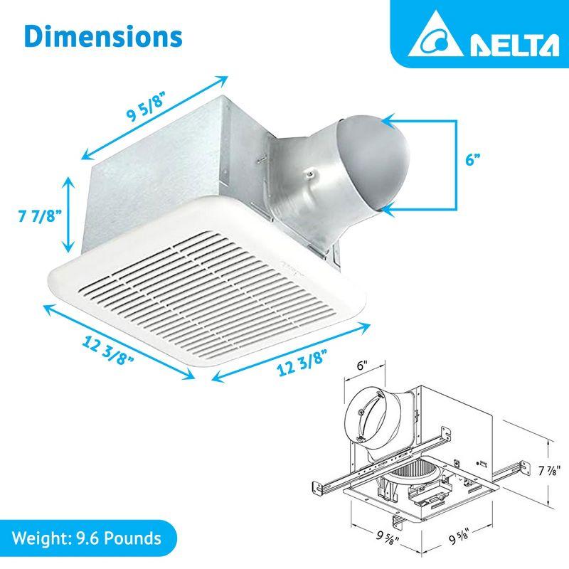 Delta Breez Signature Exhaust Bath Fan Energy Efficient Quiet Operation Motor with Full Speed Adjustable and LED Indicator Light, 80/110 CFM, White