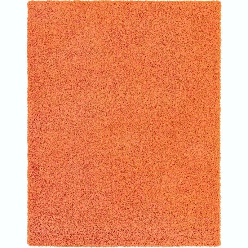 Unique Loom 10' 0 x 13' 1 Rectangle Solid Shag Tiger Orange Area Rug