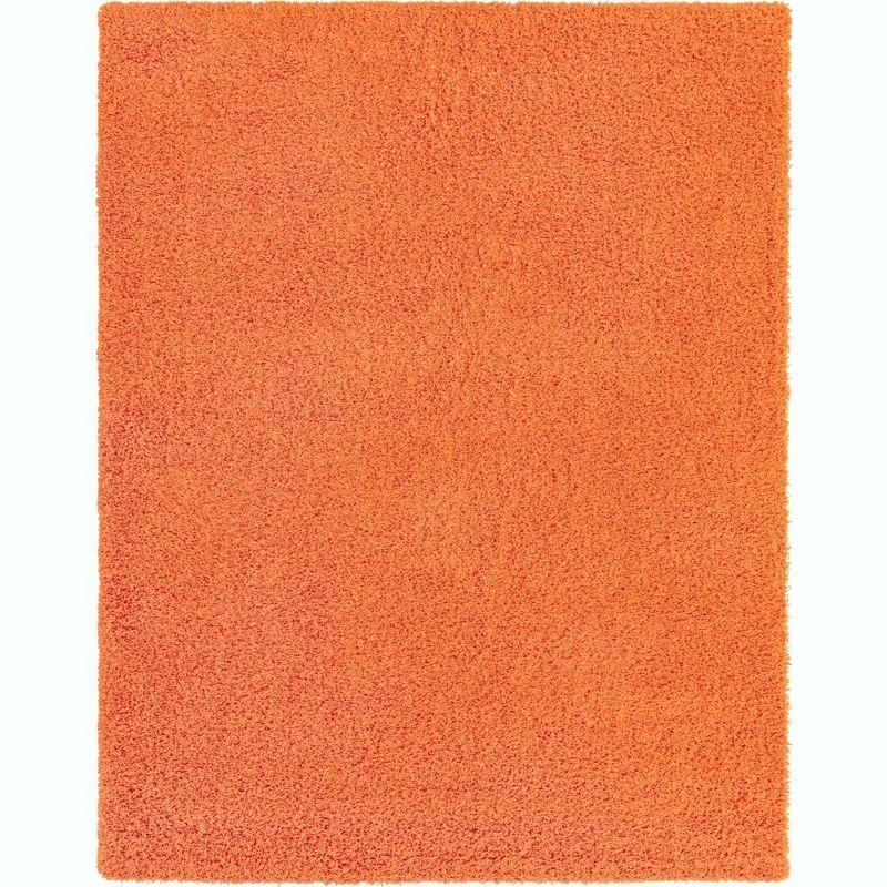 Tiger Orange 10'x13' Plush Rectangular Synthetic Shag Rug