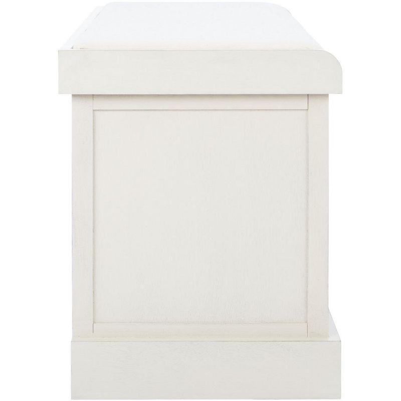 Landers 2 Drawer/Cushion Storage Bench - Distressed White - Safavieh