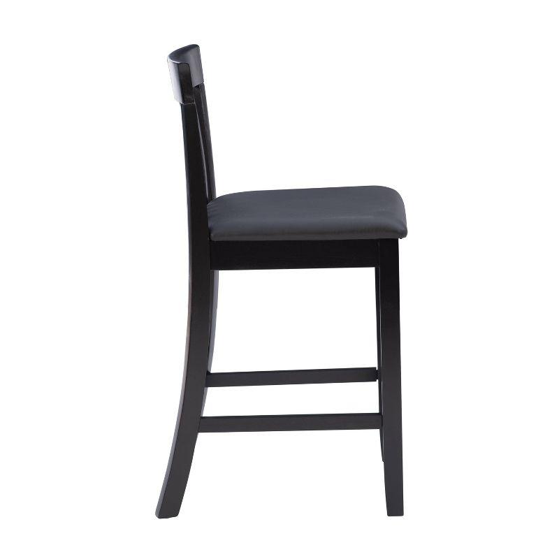 Torino Black Wood and Faux Leather Counter Stool, 24" Seat Height