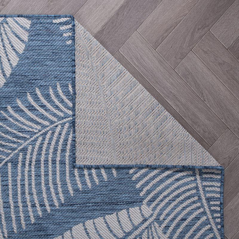 World Rug Gallery Distressed Palm Leaves Textured Flat Weave Indoor/Outdoor Area Rug - BLUE 7'10"X10'