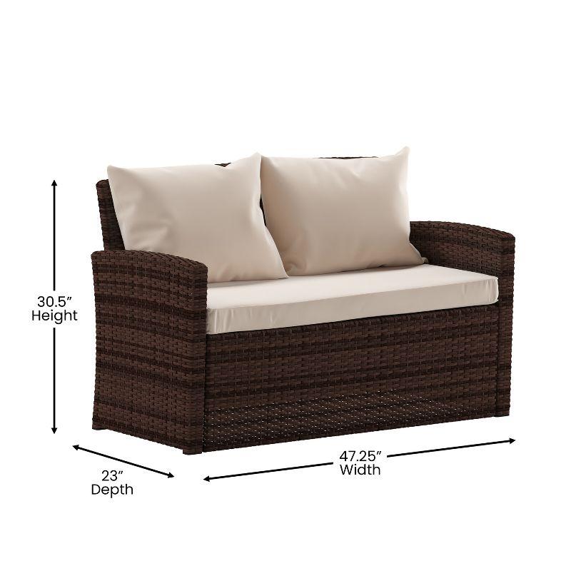 Emma and Oliver 4 Piece Patio Set with Gray Back Pillows & Seat Cushions - Outdoor Seating