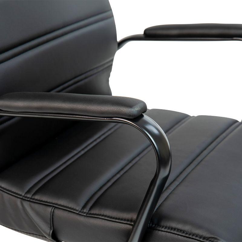 Black Leather High Back Executive Swivel Office Chair with Fixed Arms