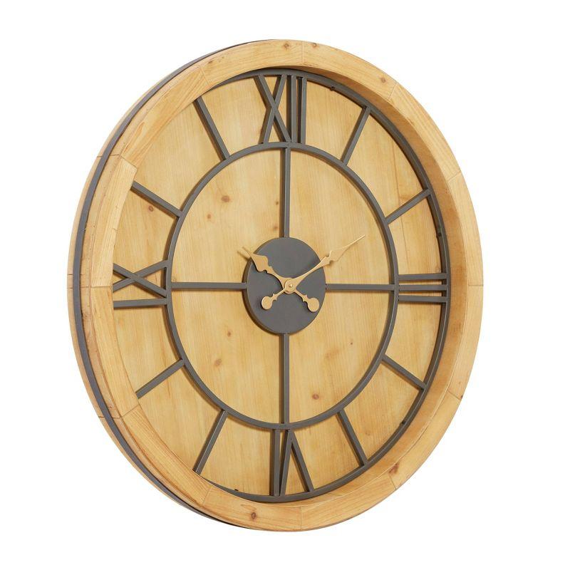 Mediterranean Wood Wall Clock Brown - Olivia & May: Oversized, Analog Display for Living Room, Indoor Use