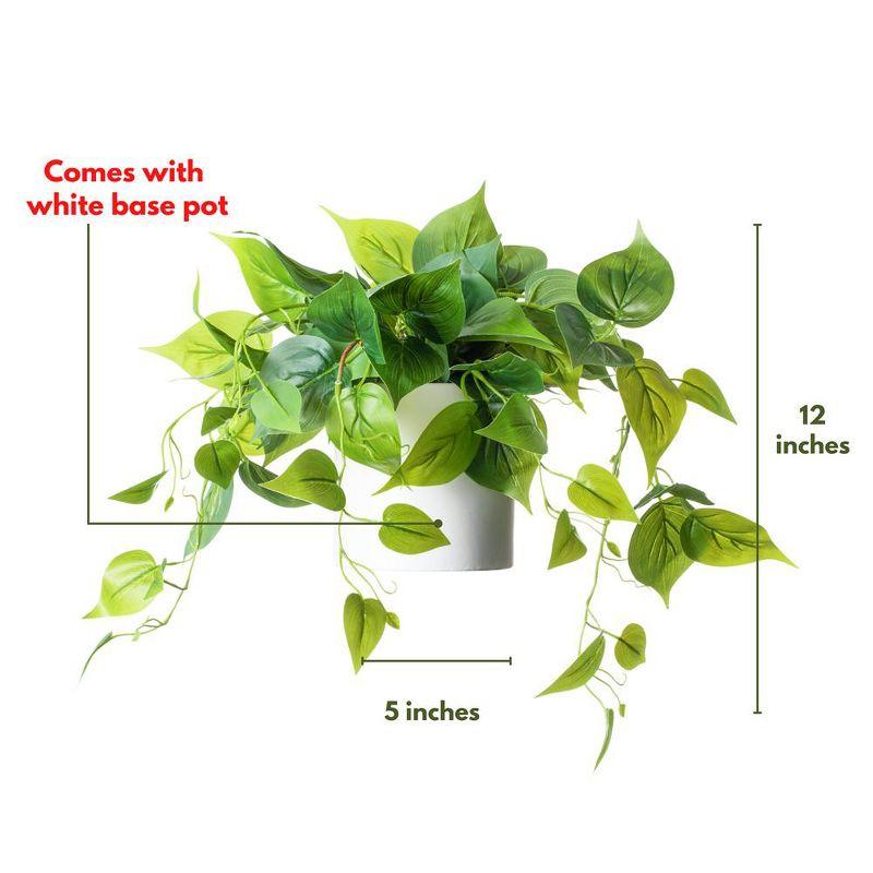 Forever Leaf Artificial Ivy Foliage Plant in White Ceramic Pot, Indoor Artificial Plant for Home Decor