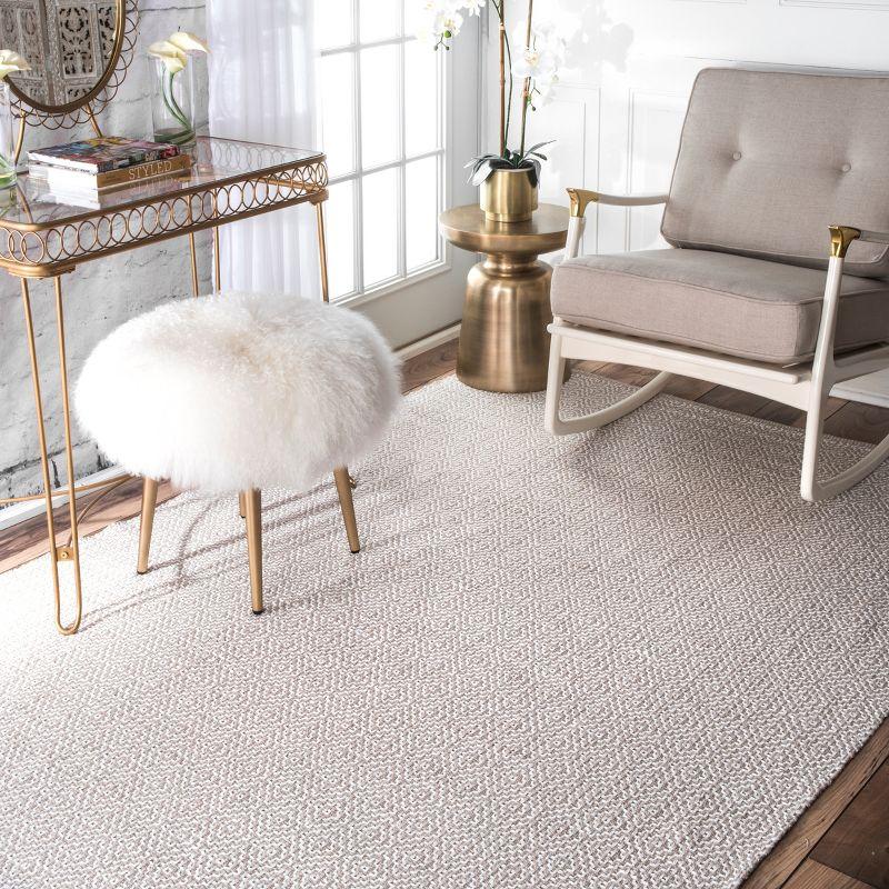 6'x9' Cotton Hand Loomed Lorretta Area Rug Taupe - nuLOOM: Modern Flat Pile Rectangle, Indoor Use, Canvas Backing