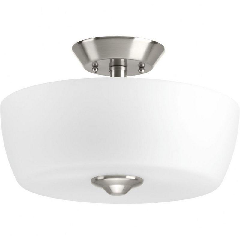 Leap 20" Brushed Nickel Semi-Flush Mount with Etched Glass Shade