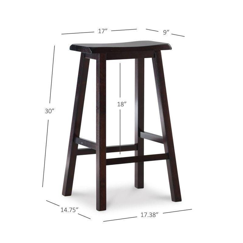 30" Saddle Backless Sloping Seat Barstool Wood Brown - Linon: Rubberwood, Footrest, Fixed Height