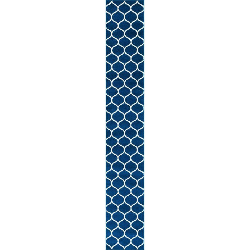 Unique Loom 2' 0 x 13' 0 Trellis Frieze Rounded Navy Blue Area Rug