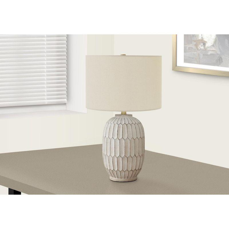 Cream Resin Table Lamp with Ivory Linen Shade