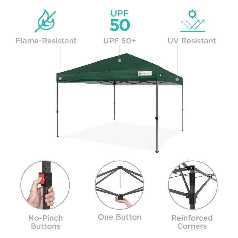 Best Choice Products Best Choice Products Easy Setup Pop Up Canopy W/ 1-Button Setup, Wheeled Case, 4 Weight Bags