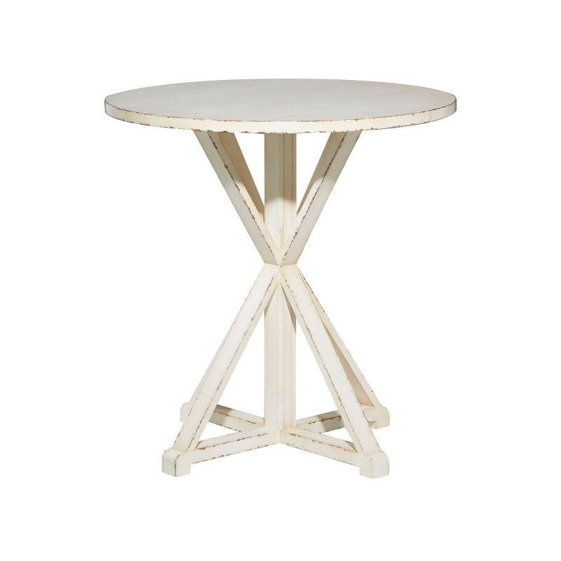 Elegant Farmhouse White Wood Round Accent Table 29" x 31"