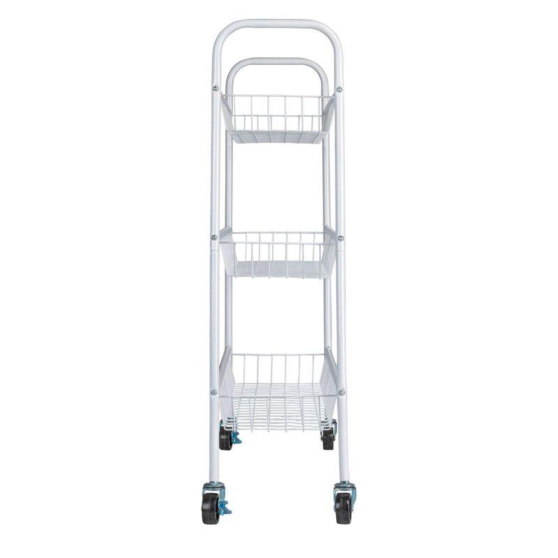 Chase White Steel Slim Utility Laundry Cart with Locking Casters