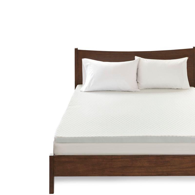 Hypoallergenic 2" Gel Memory Foam Mattress Toppers (Queen) White: Microfiber Cover, TESTEX Certified