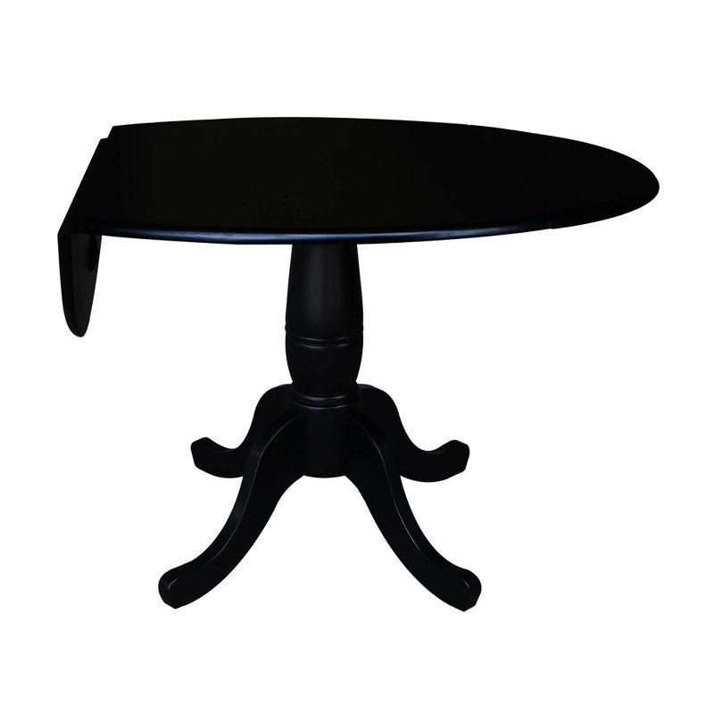 42" Round Black Wood Extendable Dining Table