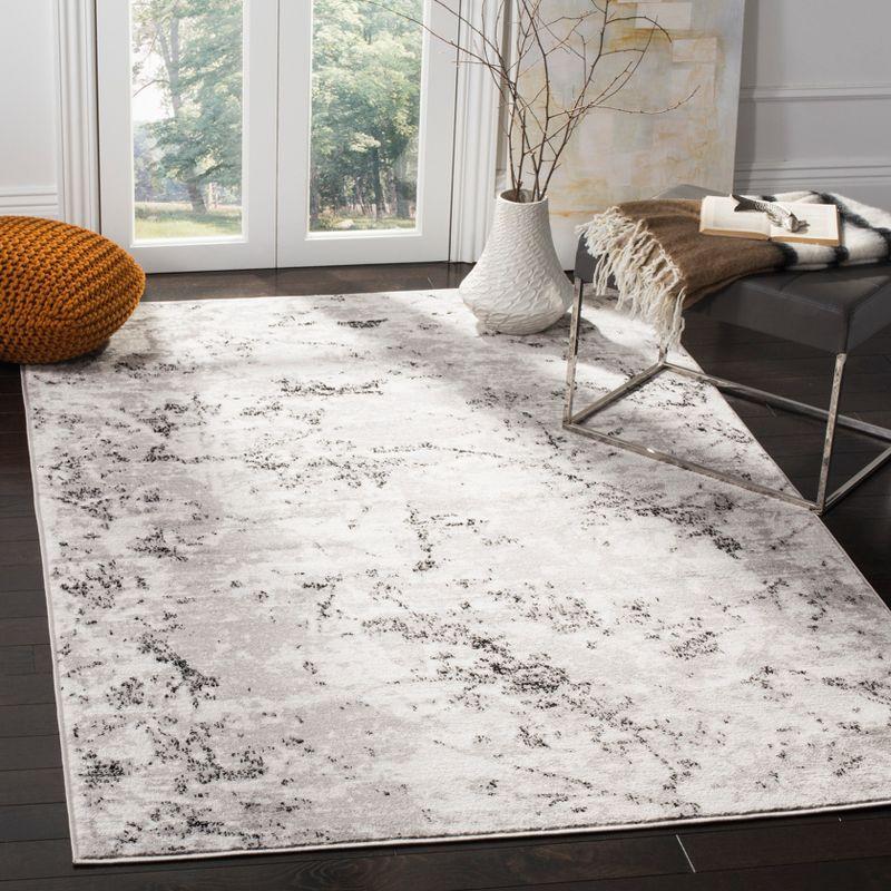 Reversible Gray Abstract Hand-Knotted Synthetic Area Rug 5'1" x 7'6"