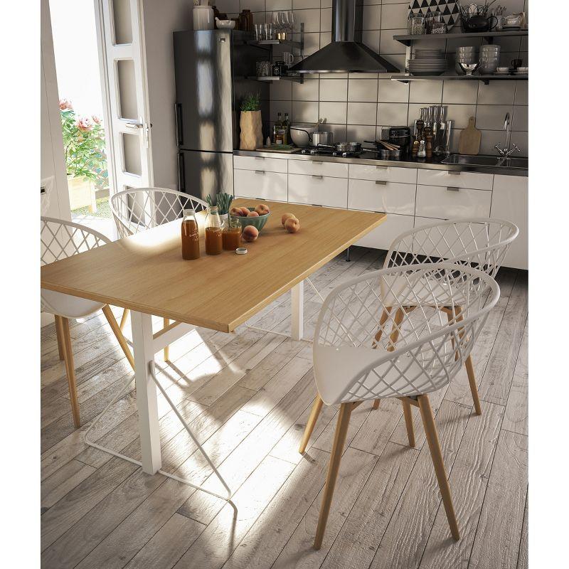 Set of 2 Kurv Chair White - Jamesdar: Mid-Century Modern Armchairs, Steel Legs, Non-Upholstered