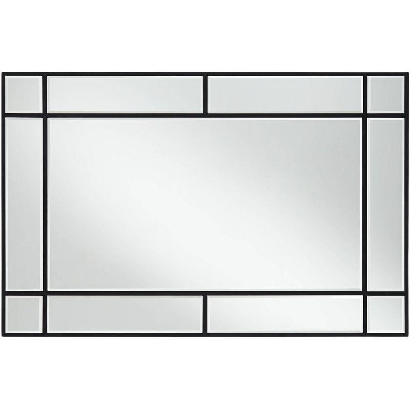 Noble Park Barrett Rectangular Vanity Wall Mirror Modern Beveled Matte Black Wood Frame 26" Wide for Bathroom Bedroom Living Room Home Entryway House