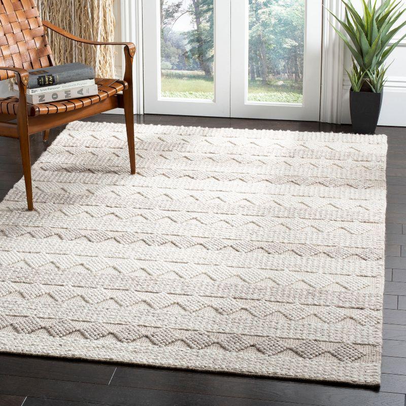 Beige and Ivory Hand-Tufted Wool Rectangular Area Rug