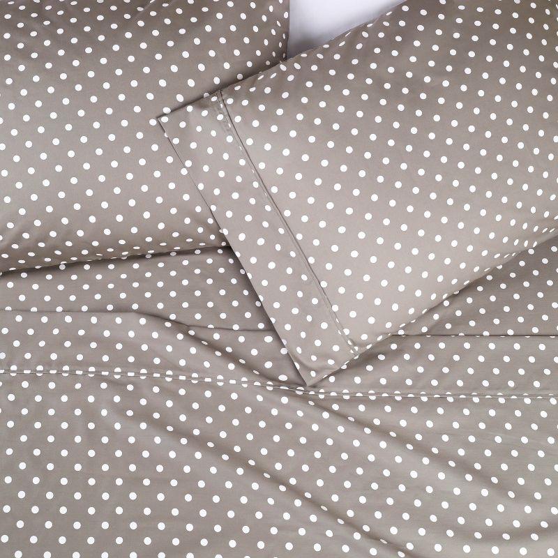 Polka Dot 600 Thread Count Cotton Blend Deep Pocket Bed Sheet Set, Full, Light Grey - Blue Nile Mills