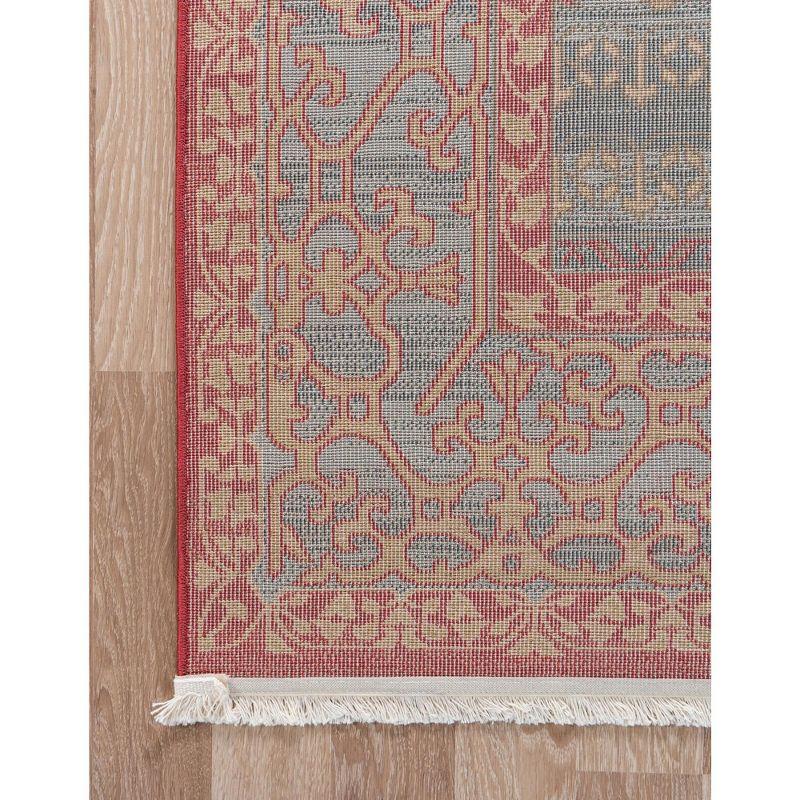 Navy Blue and Rust Red Rectangular Synthetic Area Rug