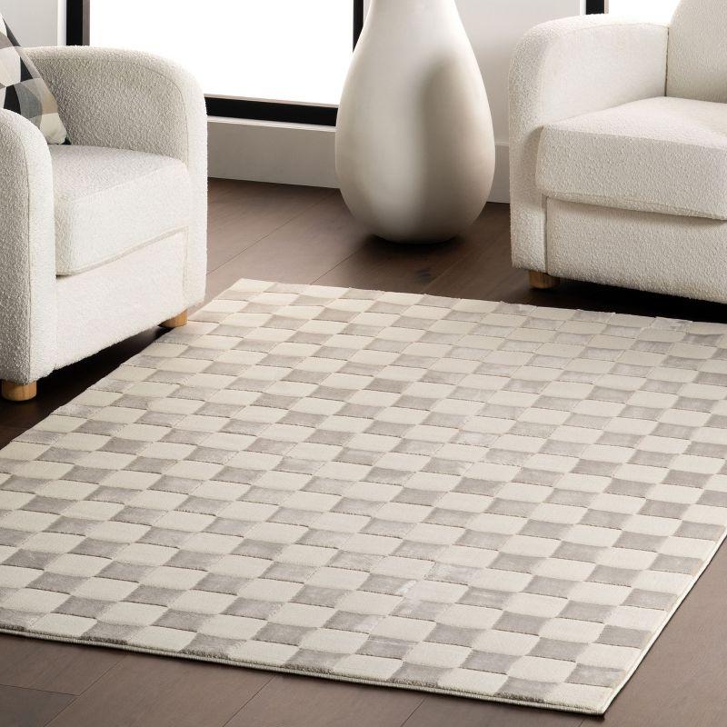 Nuloom Alaiya Checkered Pet Friendly Textured Machine Washable Area Rug, 5' x 8', Cream