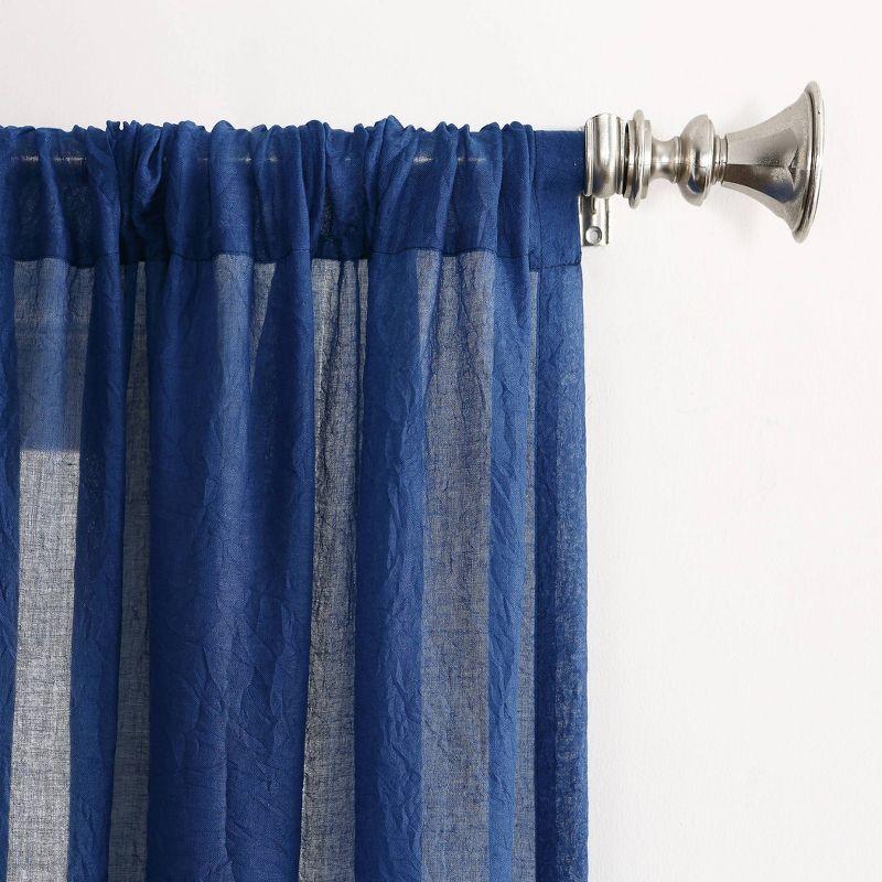 Indigo Sheer Rod Pocket Polyester Curtain Panel