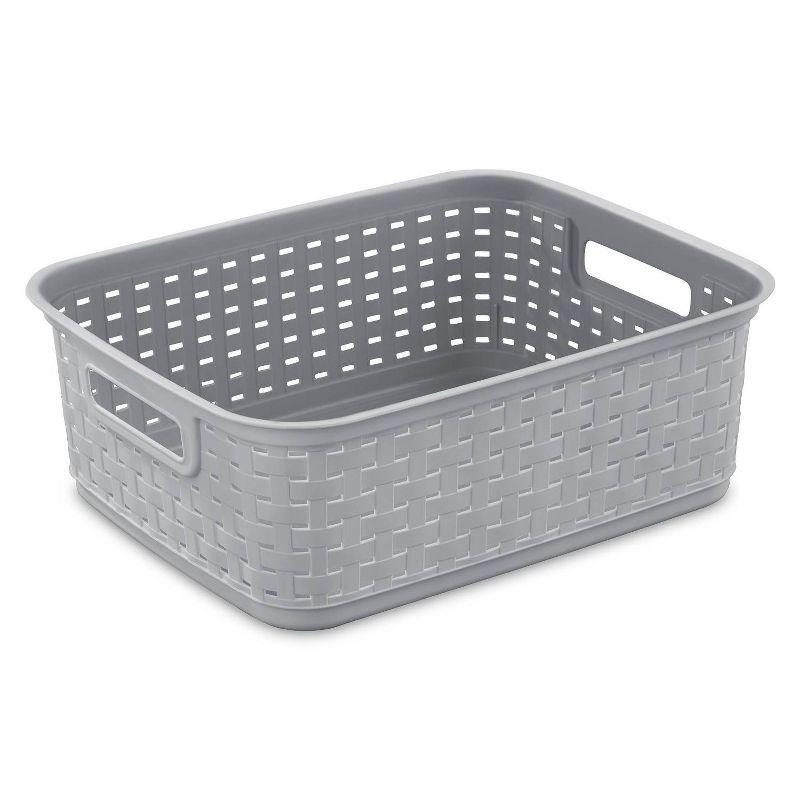 Sterilite Sterilite Short Weave Basket, Decorative Storage Bin, Organize the Closet, Bathroom or Classroom (Set of 6)