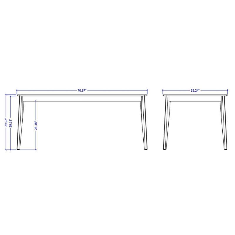 70.86" Tudor Dining Table Black - Manhattan Comfort: Mid-Century Style, Seats 6