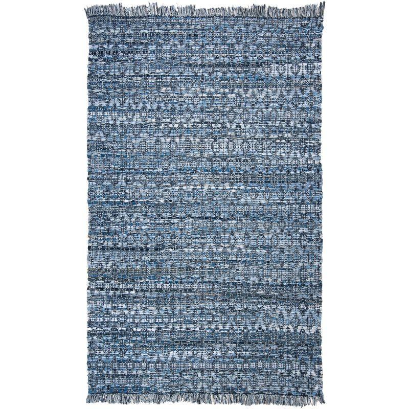 Coastal Breeze Blue Cotton Flatweave 5' x 8' Area Rug