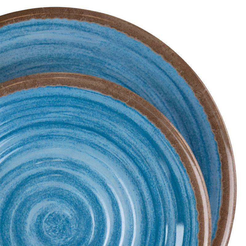 12pc Melamine Rippled Tides Dinnerware Set Blue - Elama: Solid Pattern, Service for 4, Dishwasher-Safe, Dish Set