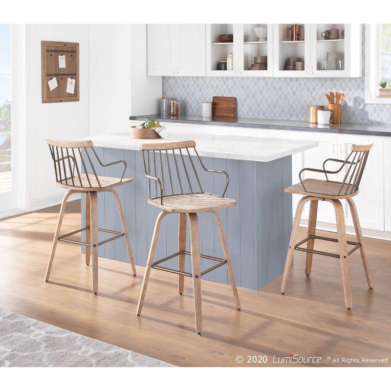 26" Preston Counter Height Barstool: Swivel Seat, Farmhouse Inspired - LumiSource