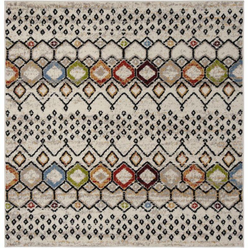 Amsterdam AMS108 Power Loomed Indoor Area Rug - Ivory/Multi - 5'1"x5'1" - Safavieh